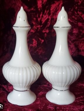 LENOX ESSEX COLLECTION SALY PEPPER DISCONTINUED. RIBBEDPLATINum Silver Trim